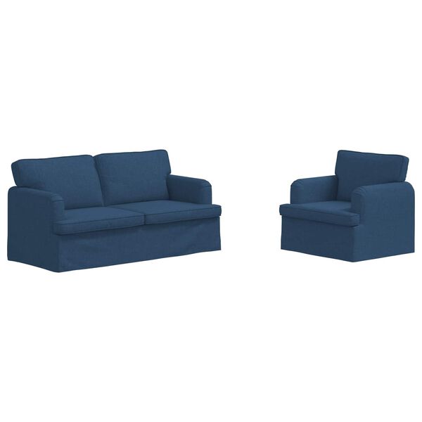 vidaXL Sof&aacute; 2 pcs Azul Dimens&otilde;es gerais: 162 x 80 x 85 cm (L x P x A)