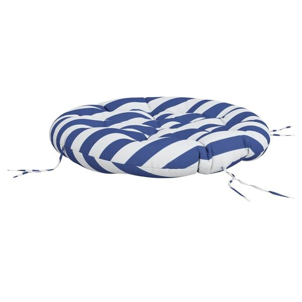 vidaXL Almofad&atilde;o redondo &Oslash; 100 x11 cm tecido oxford riscas azul/branco