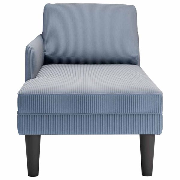 vidaXL Chaise lounge com almofada tecido corduroy azul