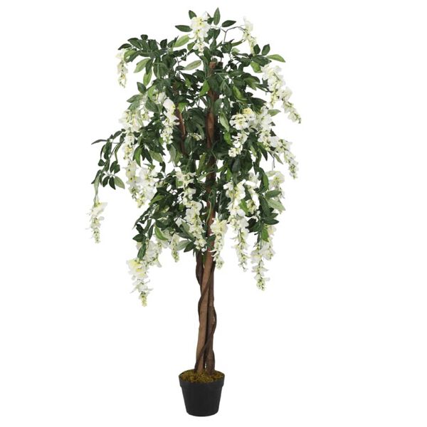 vidaXL Glicínia artificial 560 folhas 80 cm verde e branco