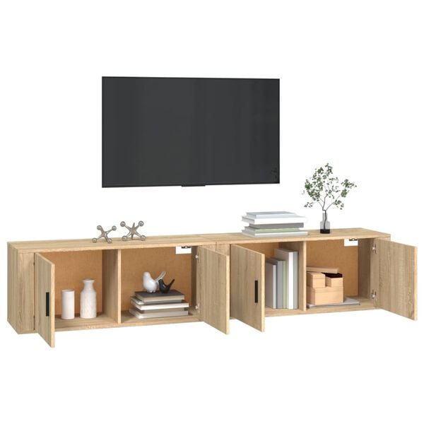 vidaXL M&oacute;veis de TV de parede 2 pcs 100x34,5x40 cm carvalho sonoma