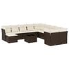 vidaXL 12 pcs conjunto de sof&aacute;s jardim com almofad&otilde;es vime PE castanho