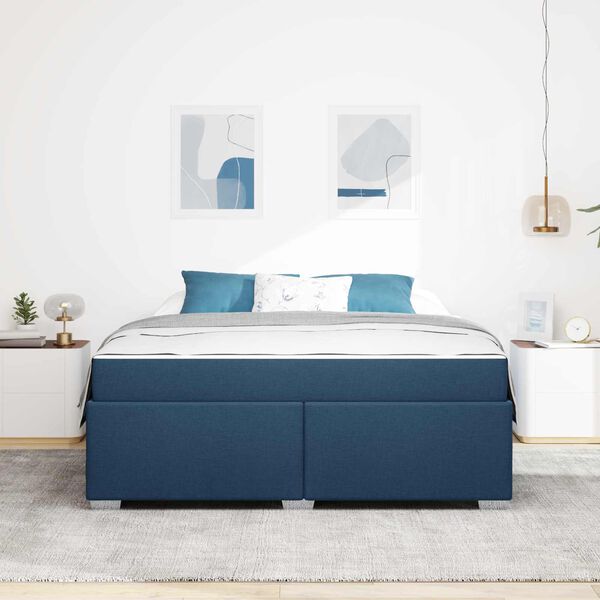 vidaXL Estrutura da Cama com colch&atilde;o Azul 180 x 200 cm tecido