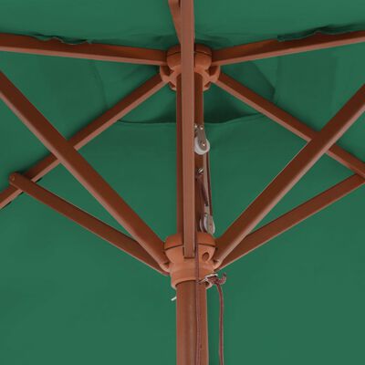 vidaXL Guarda-sol de exterior c/ mastro de madeira 150x200cm verde