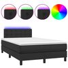 vidaXL Cama box spring colch&atilde;o e LED 120x190 cm couro artificial preto