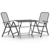 vidaXL 3 pcs conj. de jantar p/ jardim malha metal expandido antracite