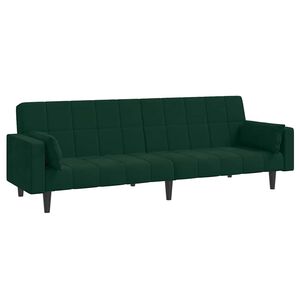 vidaXL Sof&aacute;-cama 2 lugares com duas almofadas veludo verde-escuro