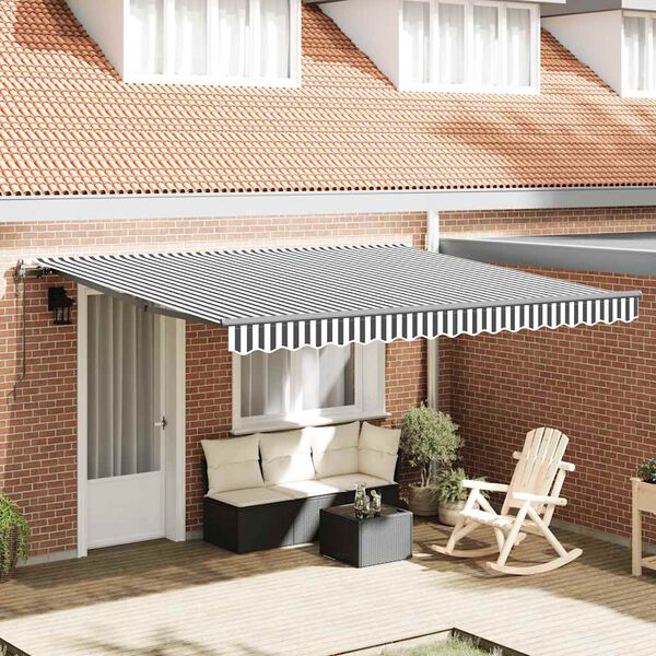 vidaXL Toldo retr&aacute;til autom&aacute;tico 400x300 cm antracite e branco