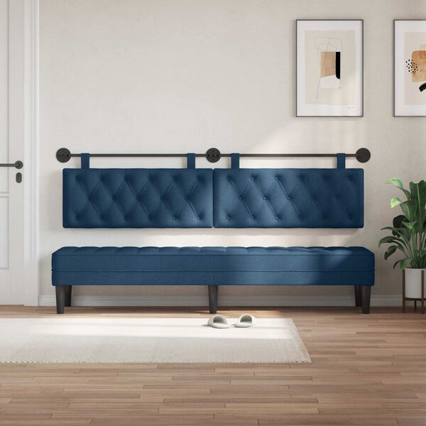 vidaXL Cabeceira Suspensa Azul 210 x 55 x 7 cm tecido