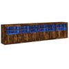 vidaXL Aparador com luzes LED 283x37x67 cm carvalho fumado