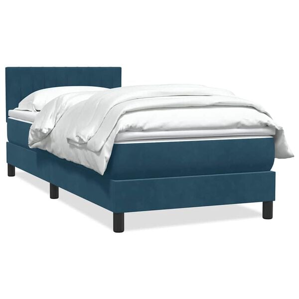 vidaXL Cama com molas/colch&atilde;o 80x220 cm veludo azul-escuro