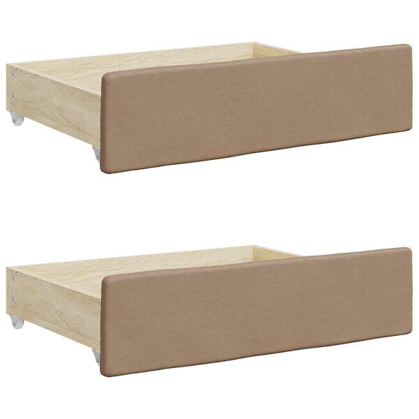 vidaXL Gavetas de cama 2 pcs derivados madeira/couro artif. cappuccino