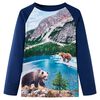 vidaXL T-shirt de manga comprida para crian&ccedil;a azul-marinho 116