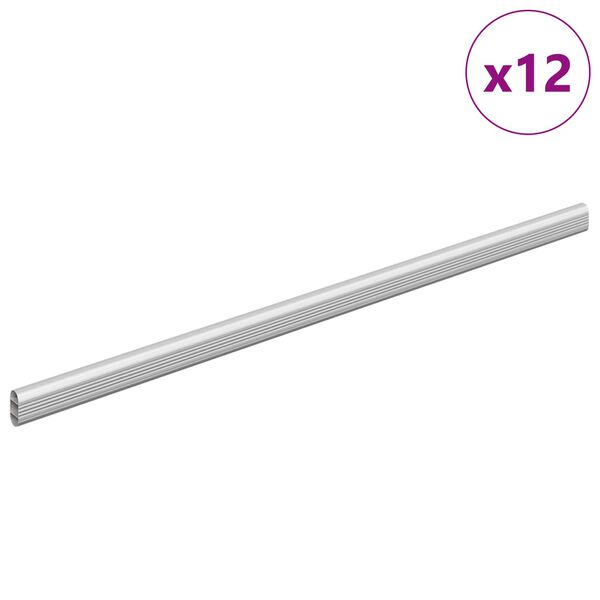 vidaXL Viga de Closet 12 pcs Prateado 764 x 15 x 29 mm