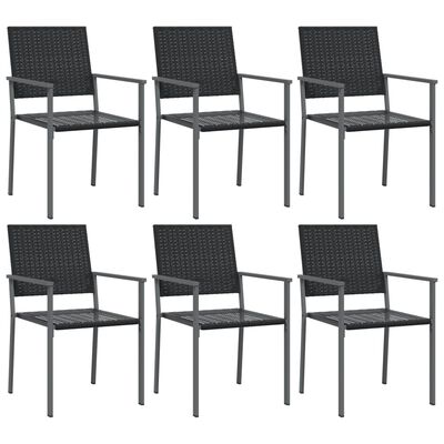 vidaXL Cadeiras jardim 6 pcs 54x62,5x89 cm vime PE preto