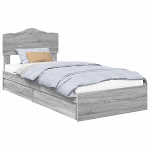 vidaXL Cama com Armazenamento com cabeceira Cinza Sonoma 70 x 190 cm