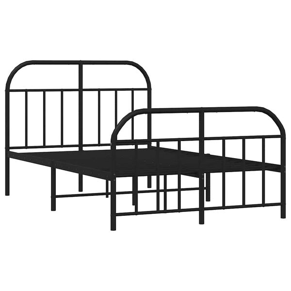 vidaXL Estrutura de cama com cabeceira e p&eacute;s 120x200 cm metal preto