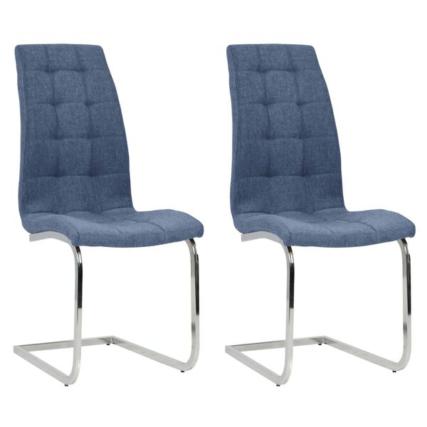 vidaXL Cadeiras de jantar cantilever 2 pcs tecido azul