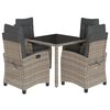 vidaXL 5 pcs conjunto de jantar p/ jardim c/ almofad&otilde;es vime PE cinza