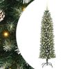 vidaXL &Aacute;rvore Slim de Natal Artificial Verde e Branco 180 cm