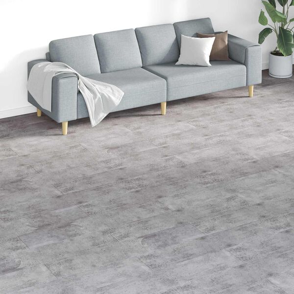 vidaXL Pranchas de Piso 18 pcs Cimento Marrom 5,26 m&sup2; PVC