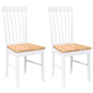 vidaXL Cadeiras de jantar 2 pcs madeira de seringueira maci&ccedil;a branco