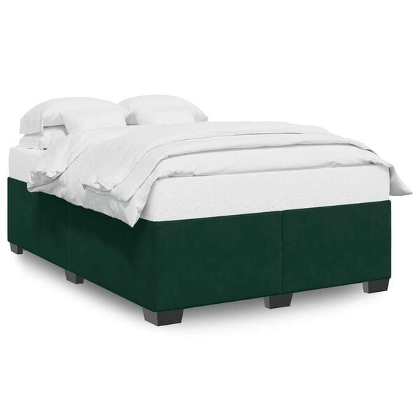 vidaXL Estrutura de cama sem colch&atilde;o 140x190 cm veludo verde-escuro