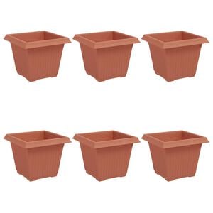 vidaXL Vaso Quadrado para Flores 6 unid. Vermelho Tijolo Pl&aacute;stico