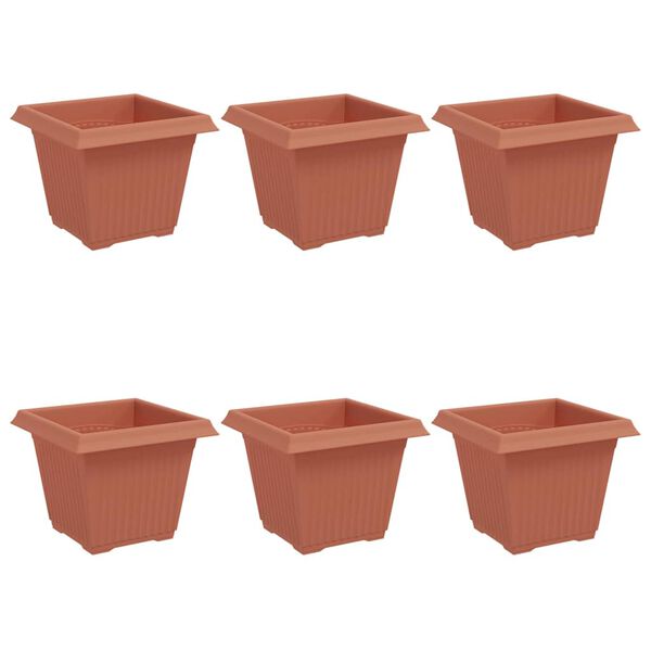 vidaXL Vaso Quadrado para Flores 6 pcs Vermelho Tijolo 20 x 20 x 16 cm