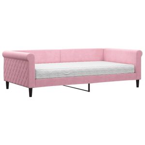vidaXL Sof&aacute;-cama com colch&atilde;o 100x200 cm veludo rosa