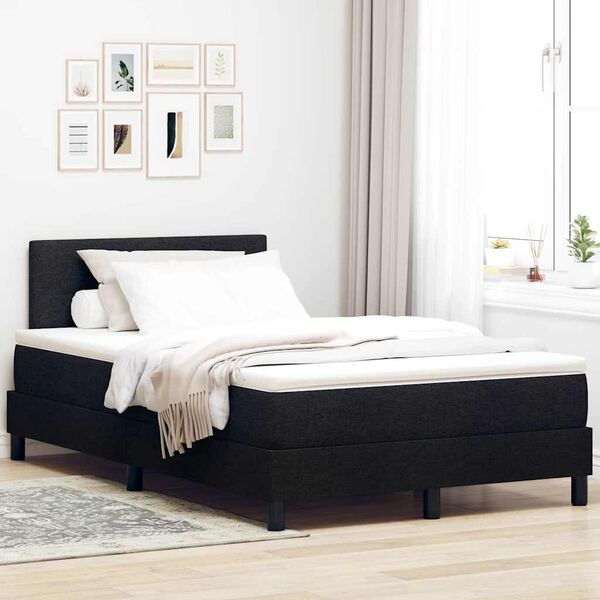 vidaXL Cama Box com colch&atilde;o com cabeceira Preto 120 x 190 cm tecido