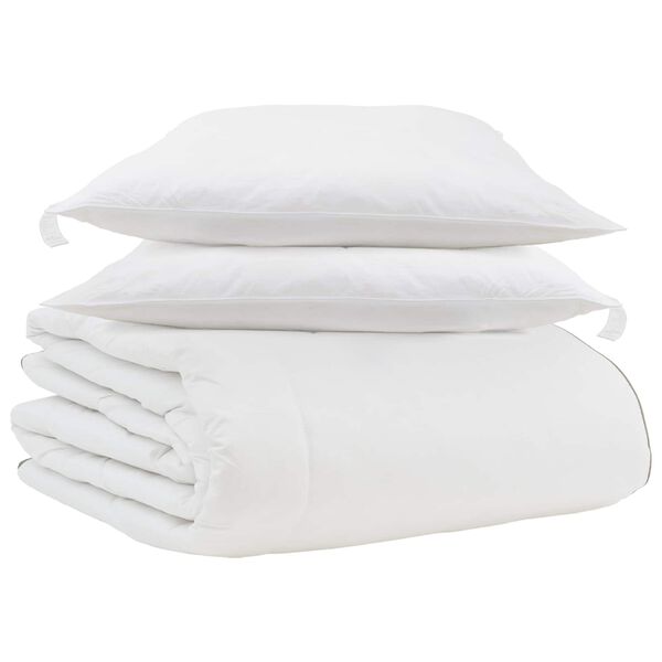 vidaXL Edredom de Inverno com travesseiro 3 pcs Branco Pena de ganso