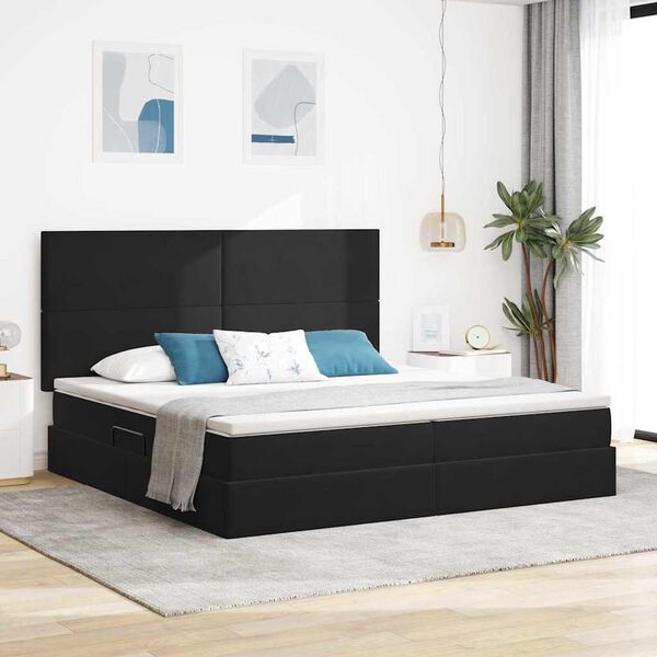 vidaXL Cama com arruma&ccedil;&atilde;o e colch&atilde;o Preto 200 x 200 cm Veludo