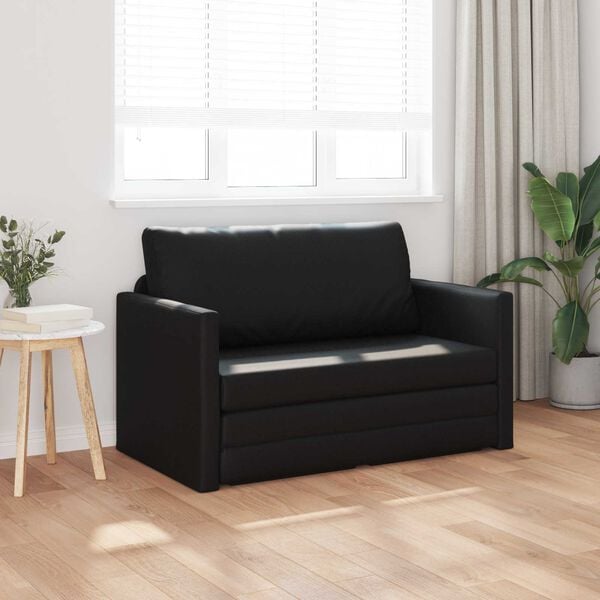 vidaXL Sof&aacute;-Cama 110cm Preto Couro Artificial