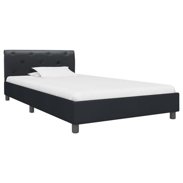 vidaXL Estrutura de cama 90x200 cm couro artificial preto