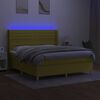 vidaXL Cama box spring c/ colch&atilde;o e LED 160x200 cm tecido verde