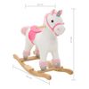 vidaXL Animal de baloiçar unicórnio pelúcia 65x32x58 cm branco e rosa