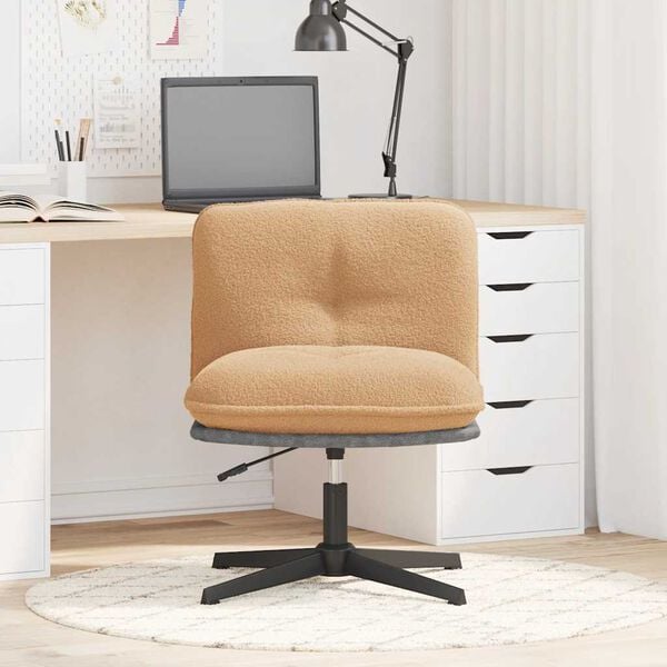 vidaXL Cadeira de escrit&oacute;rio girat&oacute;ria bege de l&atilde; encaracolado tecido