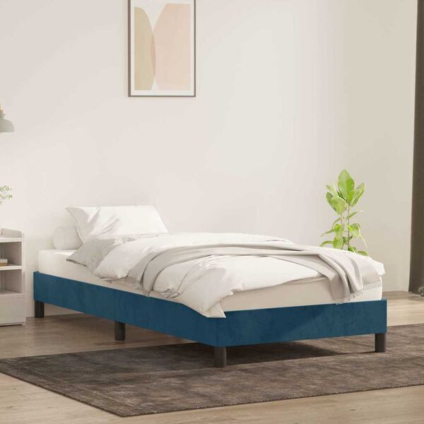 vidaXL Estrutura de cama sem colch&atilde;o 90x210 cm veludo azul-escuro