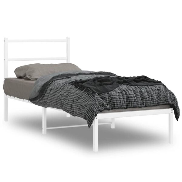 vidaXL Estrutura de cama sem colch&atilde;o com cabeceira 75x190 cm branco