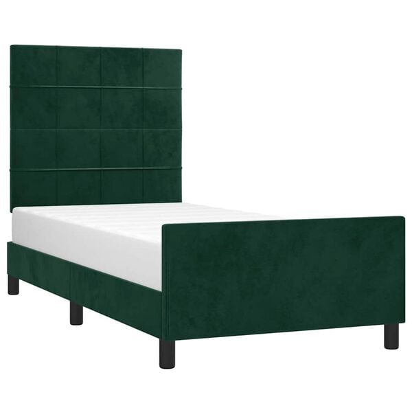 vidaXL Estrutura de cama sem colch&atilde;o 120x200 cm veludo verde-escuro