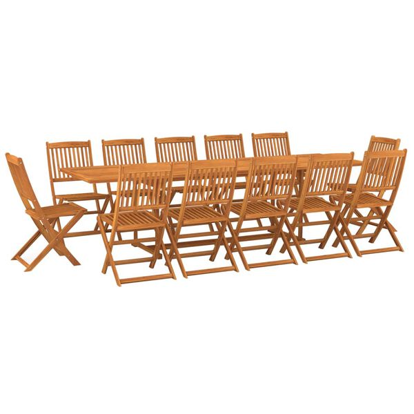 vidaXL 13 pcs conjunto de jantar para jardim 280x90x75cm ac&aacute;cia maci&ccedil;a