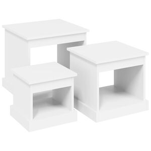 vidaXL Mesas de centro 3 pcs derivados de madeira branco