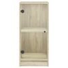 vidaXL Arm&aacute;rio de apoio c/ portas vidro 35x37x75,5 cm carvalho sonoma
