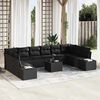 vidaXL Conjunto de Sof&aacute; de Jardim com almofada 11 pcs Preto vime PE