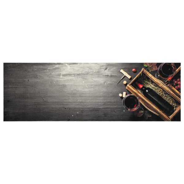 vidaXL Tapete de cozinha lav&aacute;vel 60x180 cm veludo padr&atilde;o garrafa vinho