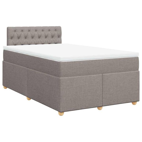 vidaXL Cama boxspring c/ colch&atilde;o 120x190cm tecido castanho-acinzentado