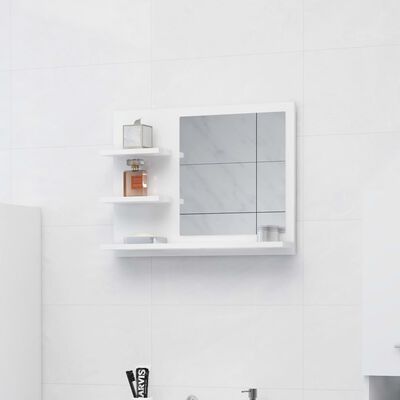 vidaXL Espelho de casa de banho 60x10,5x45cm contrap. branco brilhante