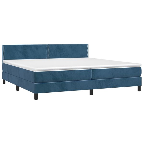 vidaXL Cama box spring c/ colch&atilde;o/LED 200x200 cm veludo azul-escuro