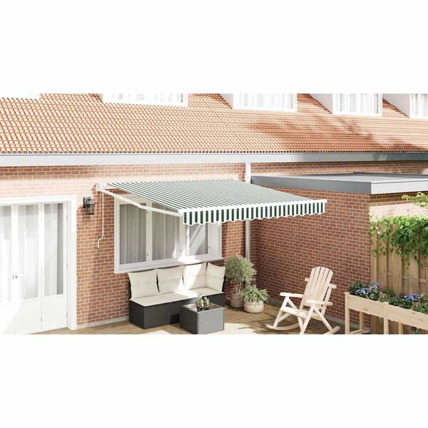vidaXL Toldo Retr&aacute;til Verde e branco 350 x 250 cm tecido